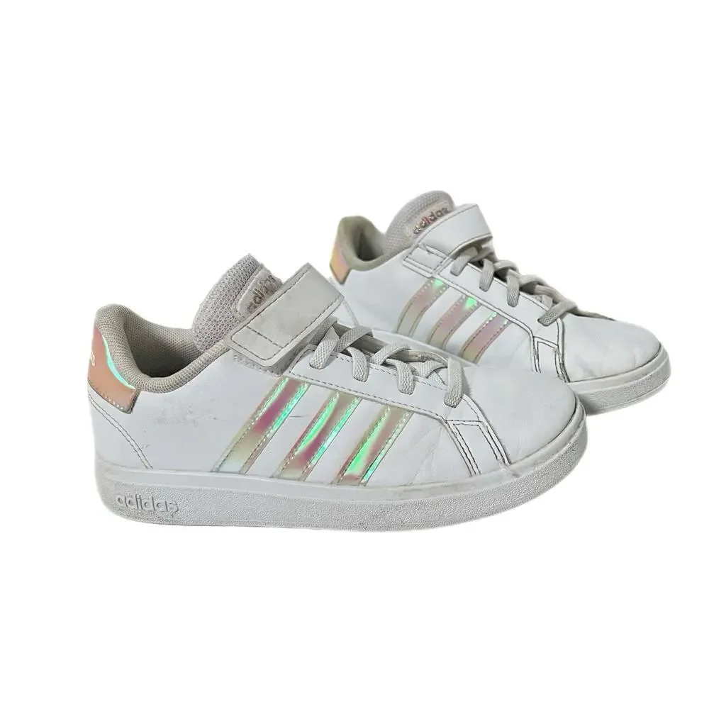 Adidas Children's Girls Grand Court 2.0 - Cloud White/Iridescent Size 2
